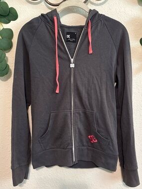 Y2K DC Skater Grunge Gray and Pink Zip-Up Hoodie 💕